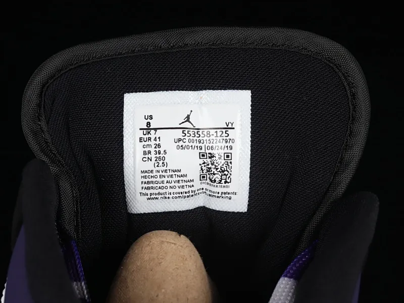 All categories Air Jordan Jordan series basketball shoes Air Jordan 1 Low Air Jordan 1 Low "Court Purple" AJ1 Joe 1 new black and purple toe 553558-125